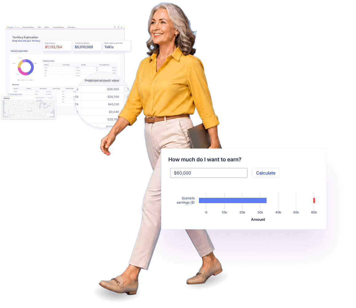 Revenue leader using Varicent territory planning and seller earnings dashboards