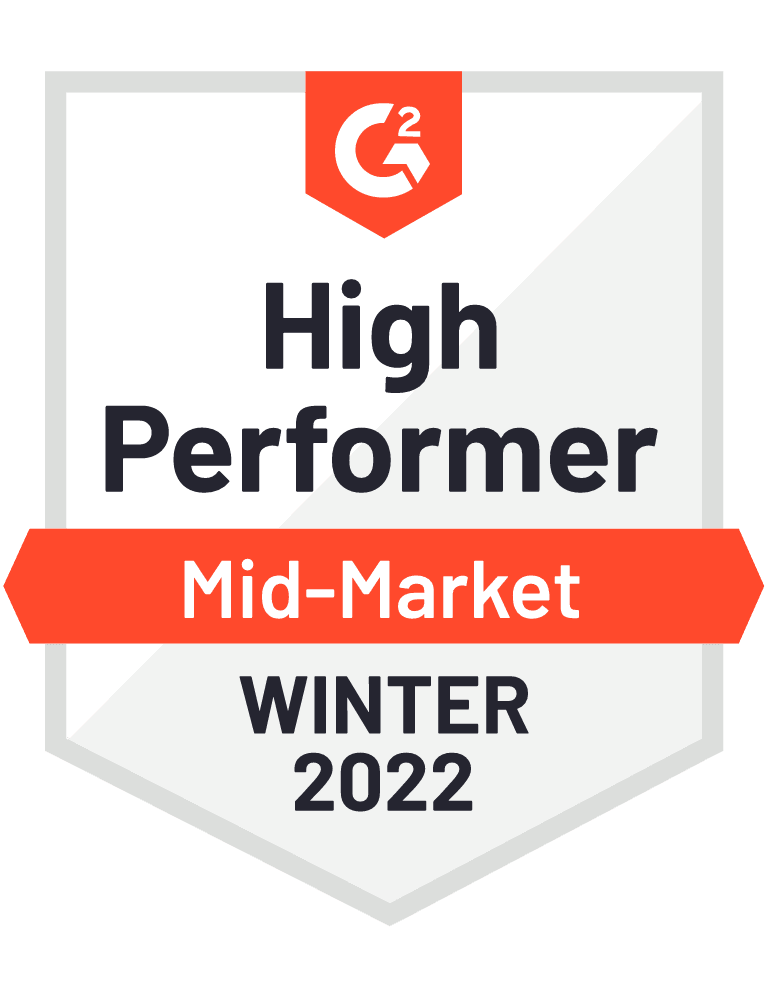 G2 High Performer Mid-Market Winter 2022 Badge