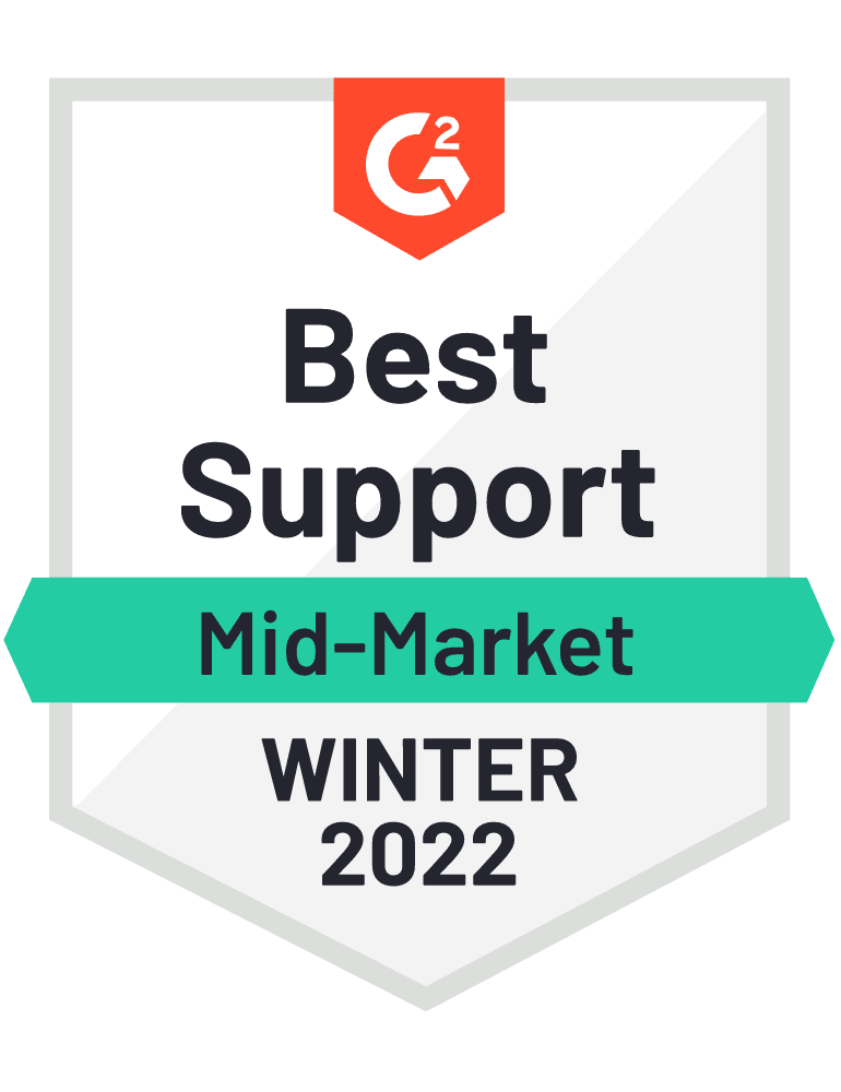 G2 Best Support Mid-Market Winter 2022 Sales Commission Software Badge