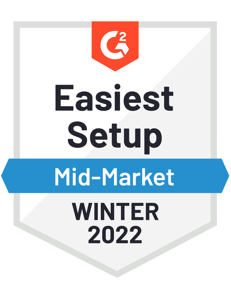 G2 Badge for easiest setup Winter 2022