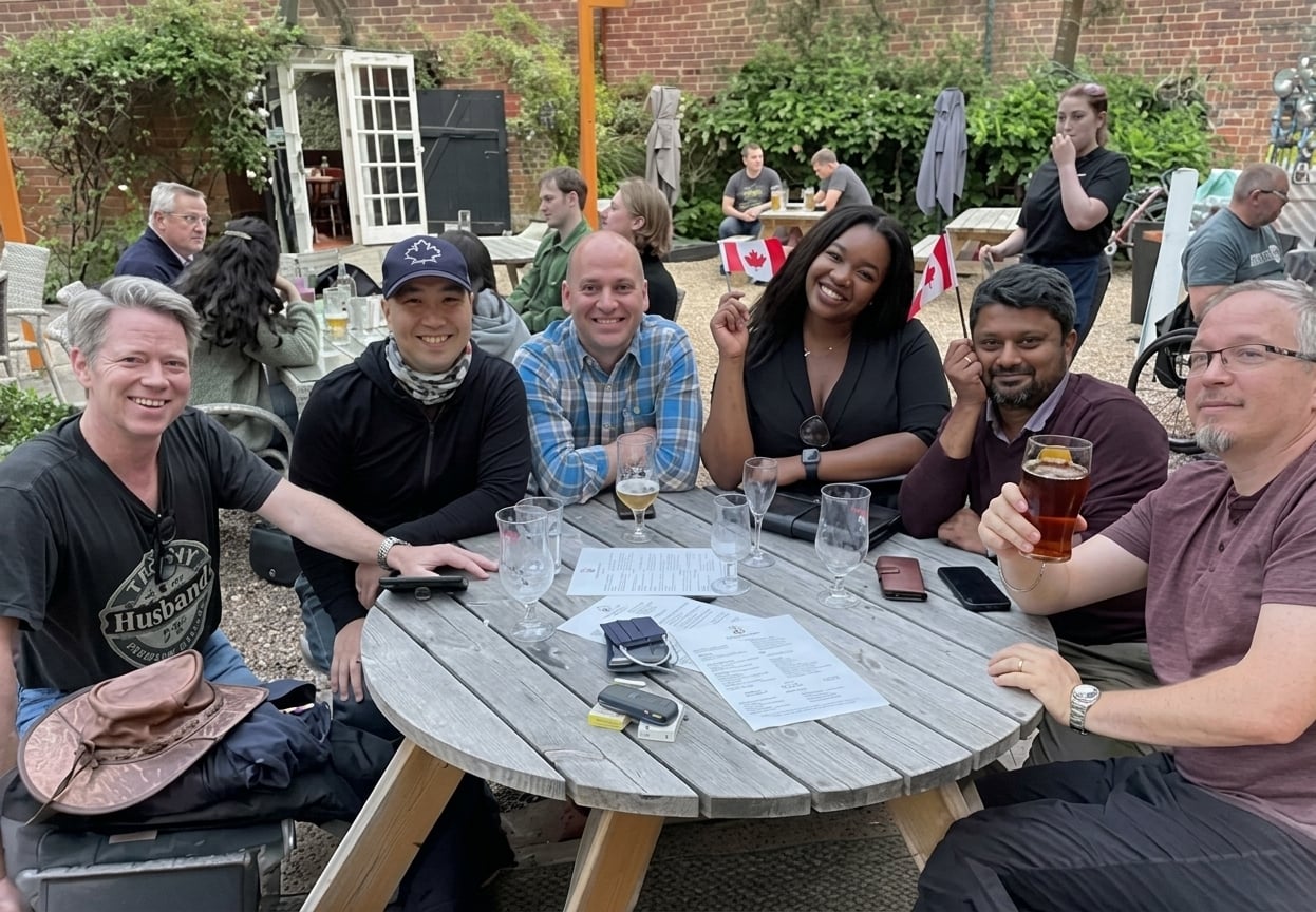 Varicent team members sharing a meal together at a restaurant